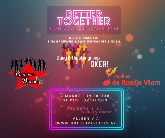 Poster Better Together: samen zingen is magisch, o.l.v. dirigenten Tina Brouwers en Marieke van der Linden