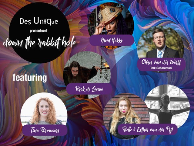 Poster van Down the rabbit hole door Des Unique, featuring Tina Brouwers